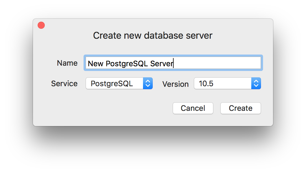 Create a new server PostgreSQL
